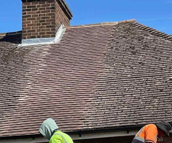 This is a photo of a roof which has just been repaired. Works carried out by DHG Roofing Shefford