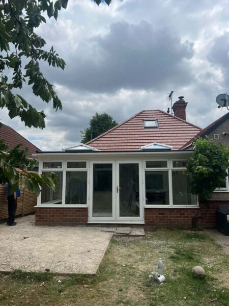 This is a photo of a hipped roof on a bungalow that has just had roof repairs carried out.